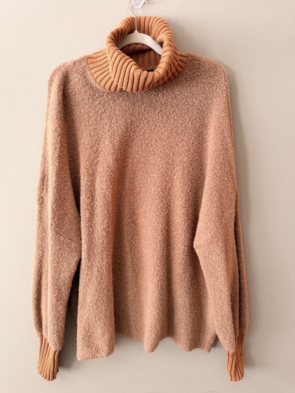 aerie Bouclé Turtleneck Sweater in Camel